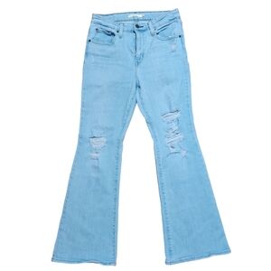Levi's 726 Light Blue Distressed Flare Jeans - Women
